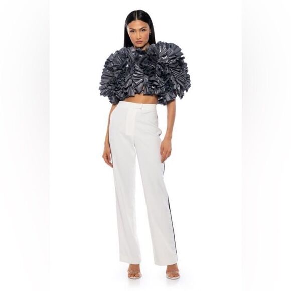 Sold on EBay ✅AKIRA MUST BE DREAMING DENIM RUFFLE CROP BLOUSE  NWT - Picture 5 of 11